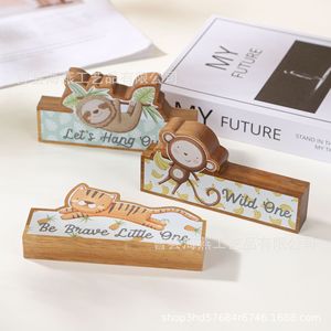Figuras de animales de dibujos animados en madera, decoraciones de escritorio para habitaciones infantiles, manualidades creativas para el hogar, suministro transfronterizo. - Product Image 3