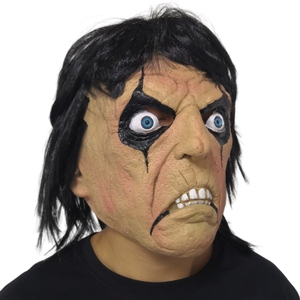 Masque d'Halloween en latex effrayant pour le visage entier avec cheveux sauvages, expression féroce, taches de larmes noires - Accessoire de fête tendance - Product Image 3