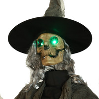 BUKE Décoration Animée Animatronique à Induction Électrique Mécanique Grande Sorcière Balançante Lumineuse Fantôme Squelette Ornement d'Halloween