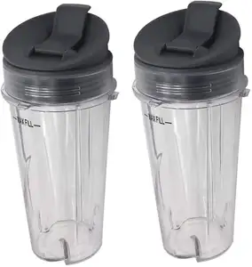 Vaso de licuadora con tapa de sello Sip N, repuesto para Ninjaes Nutri Auto IQ y Duo, batidoras de 12oz, 18oz, 24oz, 32oz, exprimidor