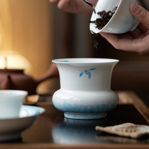 White Porcelain Hand Painted Butterfly Orchid <b>Tea</b> Dregs Bucket Round Ceramic Water Bowl For Kung Fu <b>Tea</b> <b>Set</b> Accessories - Product Image 2