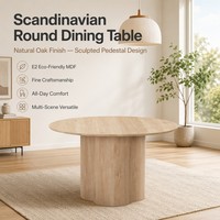 Table à manger ronde moderne de 1200 mm avec plateau en MDF de qualité E2 recouvert de papier métallisé, style nordique, pour le marché des meubles aux États-Unis et au Canada