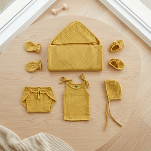 Ensemble de vêtements pour bébé bio naturel, haut sans manches à nouer devant et short, ensemble langot Puresun, design personnalisé gratuit, bretelles pour tout-petit - Product Image 1