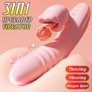 Vibromasseurs point G, stimulateur clitoridien <span class=keywords><strong>en</strong></span> forme de langue, jouet sexuel rose, godemichés avec 9 modes de vibration, 9 modes de poussée et de léchage, jouets sexuels pour couples - Product Image 1