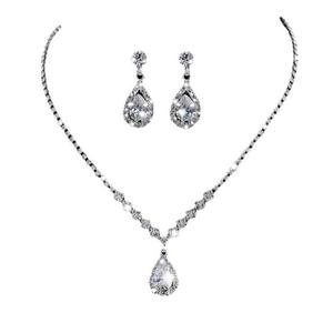 Colgante <span class=keywords><strong>de</strong></span> gota <span class=keywords><strong>de</strong></span> agua con diamantes <span class=keywords><strong>de</strong></span> imitación, <span class=keywords><strong>collar</strong></span> <span class=keywords><strong>y</strong></span> pendientes chapados en <span class=keywords><strong>plata</strong></span> <span class=keywords><strong>de</strong></span> cristal, conjunto <span class=keywords><strong>de</strong></span> joyería <span class=keywords><strong>de</strong></span> Boda nupcial elegante - Product Image 4