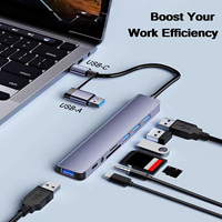 Hub USB 3.0 Mini en Aluminium 8 en 1 avec 8 Ports Type C USB2.0 Adaptateur Splitter USB C Universel pour Ordinateur Portable Souris Clavier
