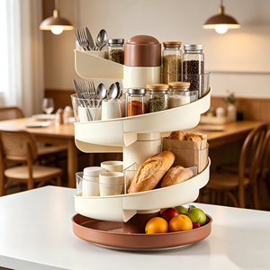 Organizador de Cocina Giratorio de Gran Capacidad, Estante de Almacenamiento de <span class=keywords><strong>Alimentos</strong></span> Multicapa, Estante de Almacenamiento Multifuncional, Soporte para Bolsitas de Té - Product Image 6
