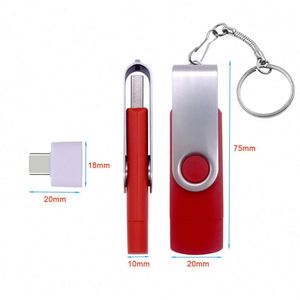 Clé USB pivotante multifonctionnelle 3-en-1 universelle pour fournisseurs, nouvelle, 2 Go, 4 Go, 64 Go, 128 Go, Type C, 2-en-1 - Product Image 1