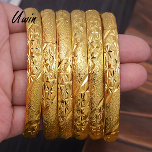 UWIN Classic Star Carved 22K <strong>Gold</strong> <strong>Plated</strong> Indian Cuff <strong>Bangle</strong> Jewelry Bracelet for Women Dubai Fashion Wedding Party <strong>Bangles</strong> - Product Image 1