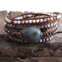Grosir Fashion Gelang Manik-Manik Kustom Perhiasan Personalisasi Buatan Tangan Batu Permata Alami 4mm Kristal 5 Untai Gelang Lilit