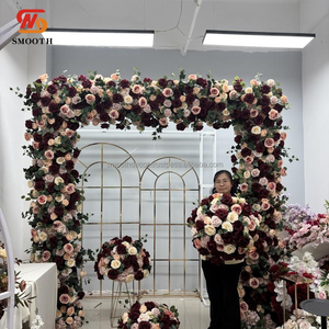 Bouquet de mariage en pivoines et roses artificielles lisses, décoration murale en fleurs de soie pour arche, 1,8-2,4 m, design asymétrique brisé pour arche - Product Image 1