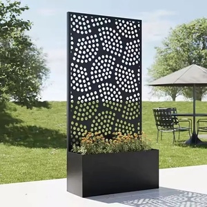 Paravent décoratif en aluminium avec <span class=keywords><strong>pot</strong></span> de fleurs et panneau découpé au laser pour l'intimité - Product Image 2