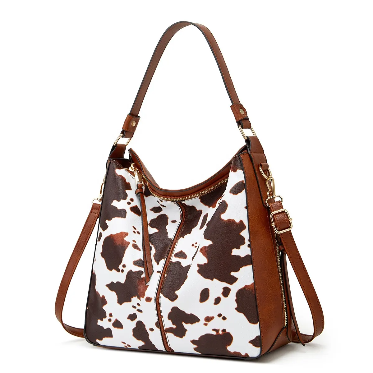 Women Designer Hobo Bag Concealed Carry Purses Vegan Leather Hobo Shoulder Bag Leopard Cow Print Shoulder Bag