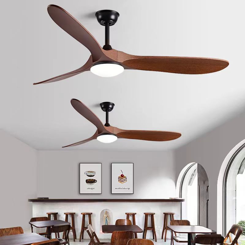 Solid Wood Ceiling Fan Light with AC Motor and Remote Control Decorative LED Light for Home Living Room