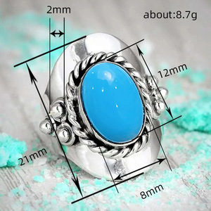 Anello Vintage Boho Ovale Color Turchese per Donne, Accessorio Moda per Uso Quotidiano e Feste - Product Image 4