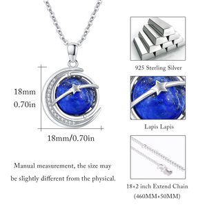 925สร้อยจี้เงินรูปดาวพระจันทร์ไพฑูรย์โลกจักรวาล - Product Image 2