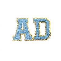 Ready Ship Chenille Patches Lettres bleues Bordure découpée au laser Techniques brodées pour vêtements Patchs thermocollants pour chapeaux en gros