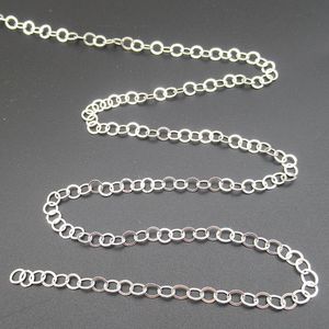 Cadena Redonda Brillante de Plata de Ley 925 <span class=keywords><strong>Giotto</strong></span> al por Mayor con Eslabones Redondos Planos para Accesorios de Collar DIY - Product Image 1
