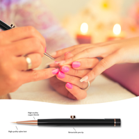 Ensemble de 9 pinceaux professionnels rétractables brevetés à manche noir en nylon de qualité supérieure pour nail art, avec sac en filet pour la peinture au gel UV