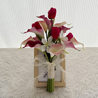 Fleur artificielle Calla Lily rose frais en PU souple, style coréen, faite à la main, réaliste, pour décoration de mariage et bouquet de mariée
