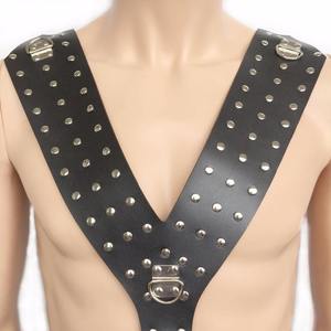 Conjunto de Restricciones de Cuero <span class=keywords><strong>para</strong></span> el Cuerpo Masculino, Anillo <span class=keywords><strong>para</strong></span> Pene, Jaula <span class=keywords><strong>para</strong></span> Pene, Juguetes Sexuales Fetichistas <span class=keywords><strong>para</strong></span> Adultos, <span class=keywords><strong>para</strong></span> Hombres, Tienda de Artículos Sexuales BDSM, Negro/Rojo, Ajustable - Product Image 4