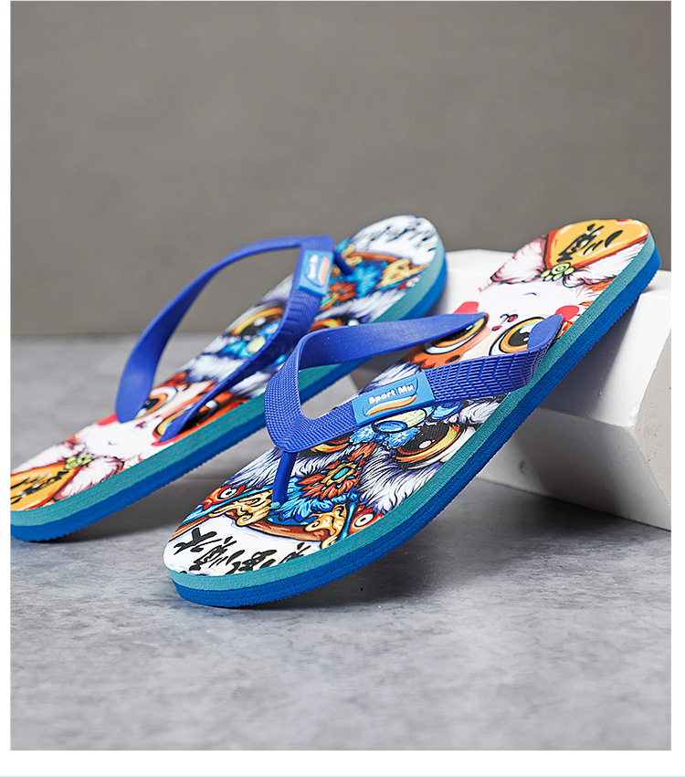 Cheap PE Printing Filp Flops Slippers Men's Non-slip Outdoor Beach Flip-flops Slipper