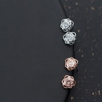 Zierliche Rose Blumenform Rose vergoldet kubischer Zirkonien 925 Sterling-Silber-Stift-Ohrringe modeschmuck für Damen
