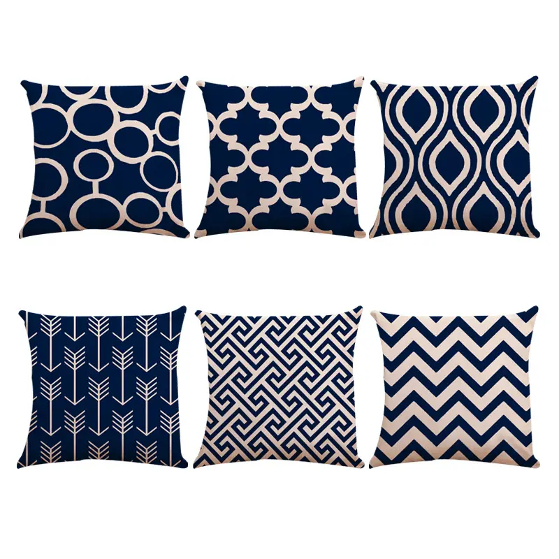 Wholesale Pillow Case For Couch Multi-color Throw Pillows For Living Room Sofa Linen Geometric Pillow Covers 18 x 18