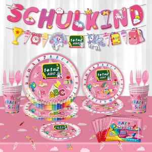 Articles de fête jetables sur le thème de la rentrée scolaire pour filles, ensemble de vaisselle en papier - Product Image 1
