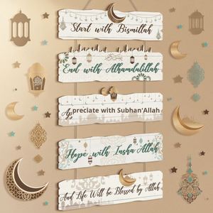 Factory Hot Selling Eid Mubarak/Ramadan Gift Islamic Wooden Wall Decor Arab Hanging Sign, Middle East Style Home <b>Door</b> Decoration - Product Image 1