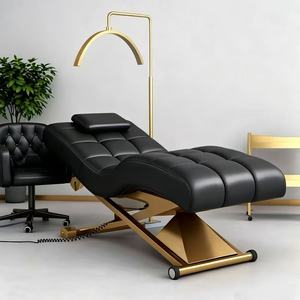 Muebles de Salón Modernos de Lujo en Dorado, Cama de Masaje Facial Eléctrica de 1 Motor, Mesa Cosmética, Silla, Cama para Spa Facial y Pestañas - Product Image 1