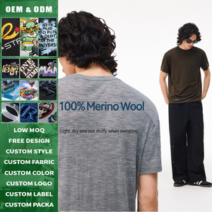 Camiseta de Manga Corta Transpirable de Lana Merino 100% con Logotipo Personalizado de Alta Calidad, Lavable a Máquina, para Deportes al Aire Libre, para Hombre y Mujer - Product Image 2