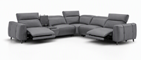 Ensemble de canapés modulaires de style italien de luxe avec fonction de relaxation électrique, console multimédia intégrée et appuie-têtes réglables