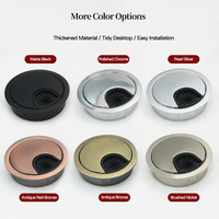 Passe-câble rond moderne en alliage de zinc, durable, noir, blanc, argent, pour bureau et ordinateur