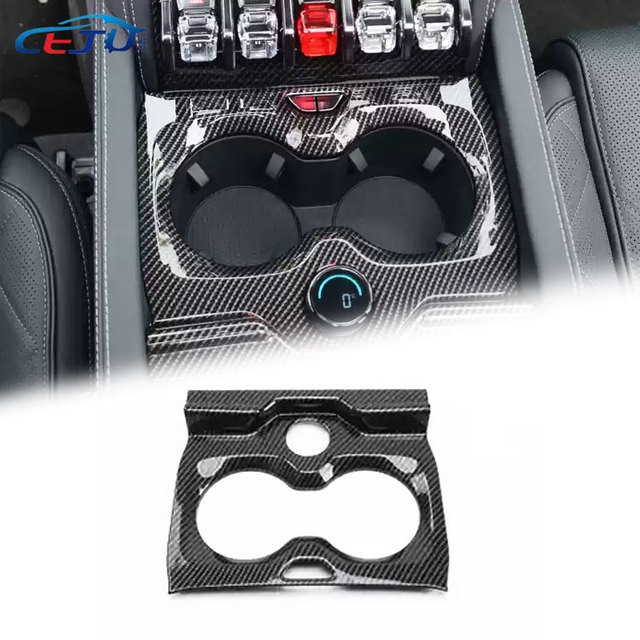 Black ABS Carbon Look Car Interior Kits Central Control Cup Holder Panel Cover for BYD Bao Formula Leopard 5 Denza B5 2024+