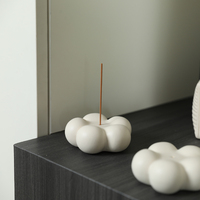 Porte-encens en céramique blanc mat effet bulle, brûleur d'encens minimaliste, ornement décoratif d'aromathérapie pour bureau et maison