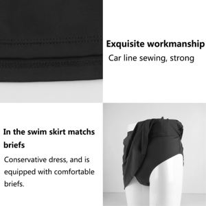 Tankini de natación de 1 pieza con patrón sólido elegante para mujer, falda Culotte de cintura media favorecedora, Bikinis transpirables de secado rápido, ropa de playa - Product Image 2