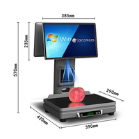 Timbangan Barcode AI (Kapasitas 15kg/30kg) Terminal POS Layar Ganda 15,6 inci dengan Printer Thermal 58mm Terintegrasi