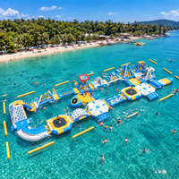 Parc aquatique gonflable commercial, parcours d'obstacles gonflable, parc flottant pour la plage et le lac