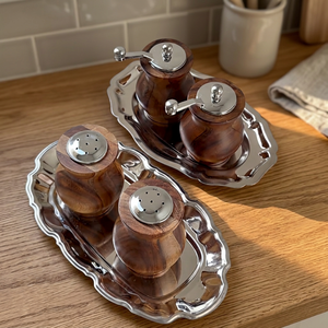 Elegant Wooden Salt and Pepper Shaker Set with Metal Tops for Kitchen Dining Table Seasoning Storage and Tabletop Decor - Product Image 3