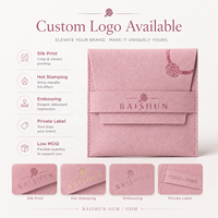 Pochette cosmétique personnalisée OEM en microfibre verte avec rabat pliable et fermeture à rabat, logo estampé à chaud, sacs de rangement pour bijoux