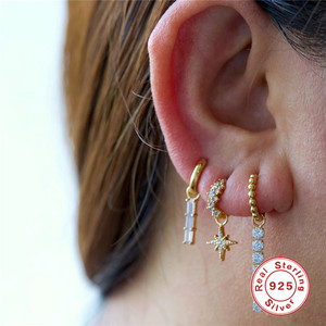 Dijes Colgantes de Plata de Ley 925 para Pendientes de Aro DIY |   Colgante Chapado en Oro con Gema de Circonita Cúbica en Forma de Cruz, Pico, Barra, Ojo y Lágrima - Product Image 6