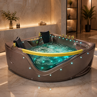 HG Jacuzzi double brun populaire avec jets de spa améliorés et éclairage chromothérapeutique. Convient pour une utilisation à domicile et en hôtel.