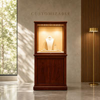 Schmuck-Vitrine im Vintage-Stil Glas-Schaukasten für Kunst und Sammlerstücke Maßgefertigte Metall-Holz-Vitrine für Einzelhandel Luxuriöse LED-Beleuchtung