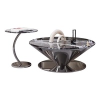 Ensemble de table basse flottante moderne et simple de luxe pour petits appartements à usage domestique avec motif circulaire en marbre