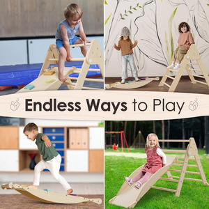 Wooden Climbing <b>Frame</b> Indoor Foldable Slide Sensory Integration Training Toy Three In One Childrens <b>Play</b> Equipment - Product Image 3