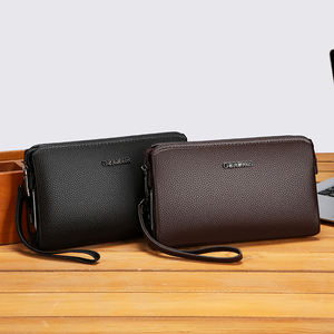 Portefeuille long pour homme, style business décontracté, pochette à double fermeture éclair, grande capacité, plusieurs emplacements pour cartes, avec fermeture en PU et verrouillage par empreinte digitale - Product Image 4