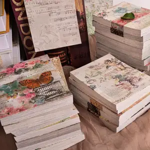 100PC/세트 빈티지 저널 종이 빅토리아 레이디 앵글 빈티지 버더 꽃 손으로 쓴 편지 오래 된 종이 편지 배경 종이