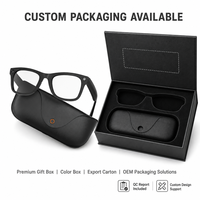 Lunettes intelligentes avec monture noire et étui en cuir, traduction IA, commande vocale MT ULTRA
