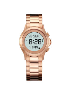 Montre numérique en acier inoxydable doré étanche avec alarmes de prière musulmane et indication de <span class=keywords><strong>la</strong></span> <span class=keywords><strong>direction</strong></span> de <span class=keywords><strong>la</strong></span> <span class=keywords><strong>Mecque</strong></span> (Azan) - Product Image 2